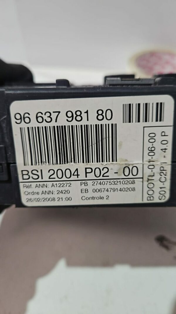 CAJA RELES/FUSIBLES 1.6 HDI 9663798180 PEUGEOT 308 AÑO 2007 - Imagen 3