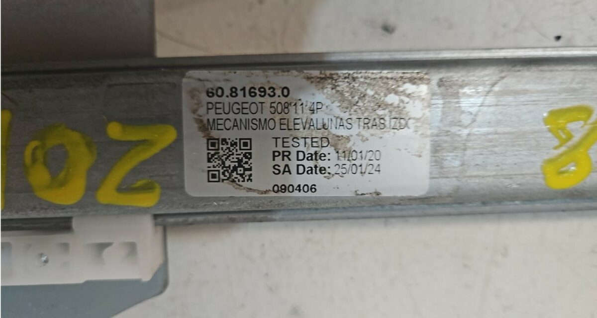 ELEVALUNAS DELANTERO DERECHO 4 PUERTAS PEUGEOT 508 AÑO 2014 - Imagen 3